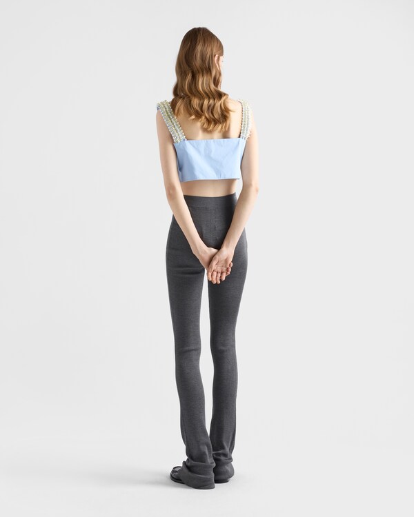 Embroidered poplin crop top - Sky Blue Embroidered poplin crop top - Sky Blue