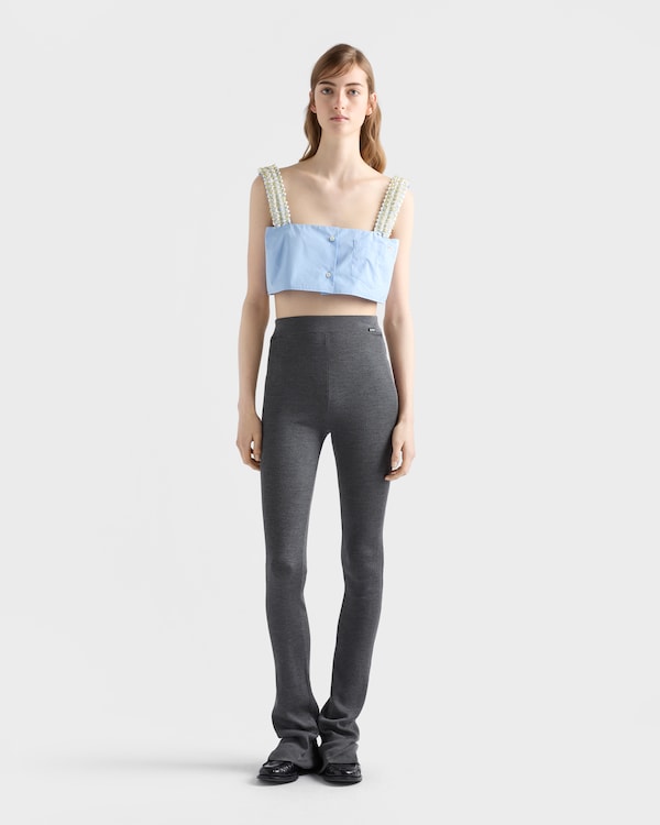 Embroidered poplin crop top - Sky Blue Embroidered poplin crop top - Sky Blue
