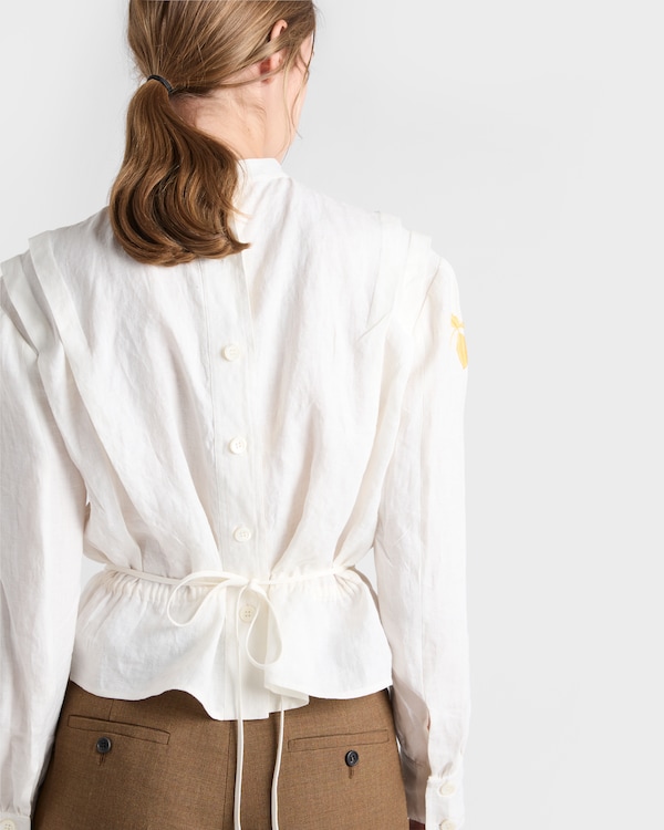 Haut en tissu flammé brodé - Ivory/Yellow Haut en tissu flammé brodé - Ivory/Yellow