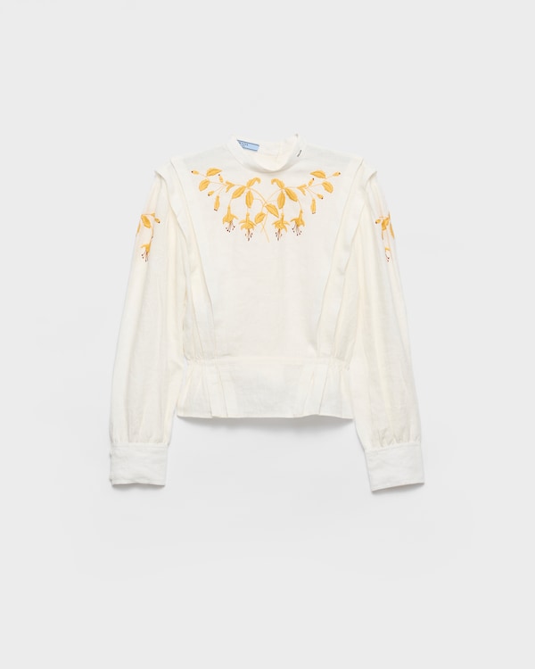 Haut en tissu flammé brodé - Ivory/Yellow Haut en tissu flammé brodé - Ivory/Yellow