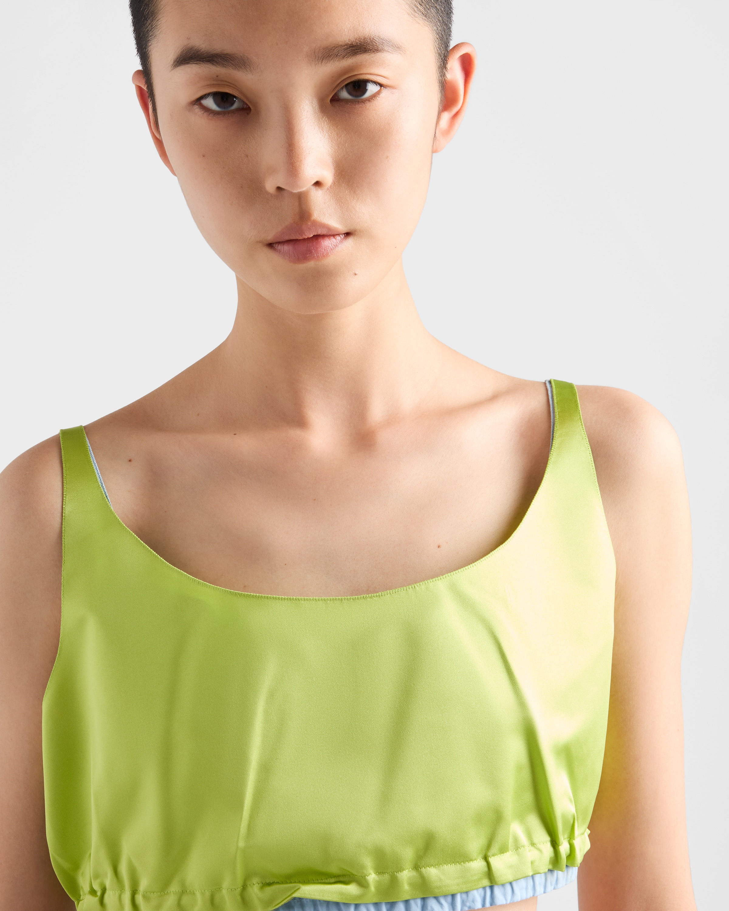 PRADA ファブリックトップス Pistachio Green Duchesse Crop Top | PRADA - United States