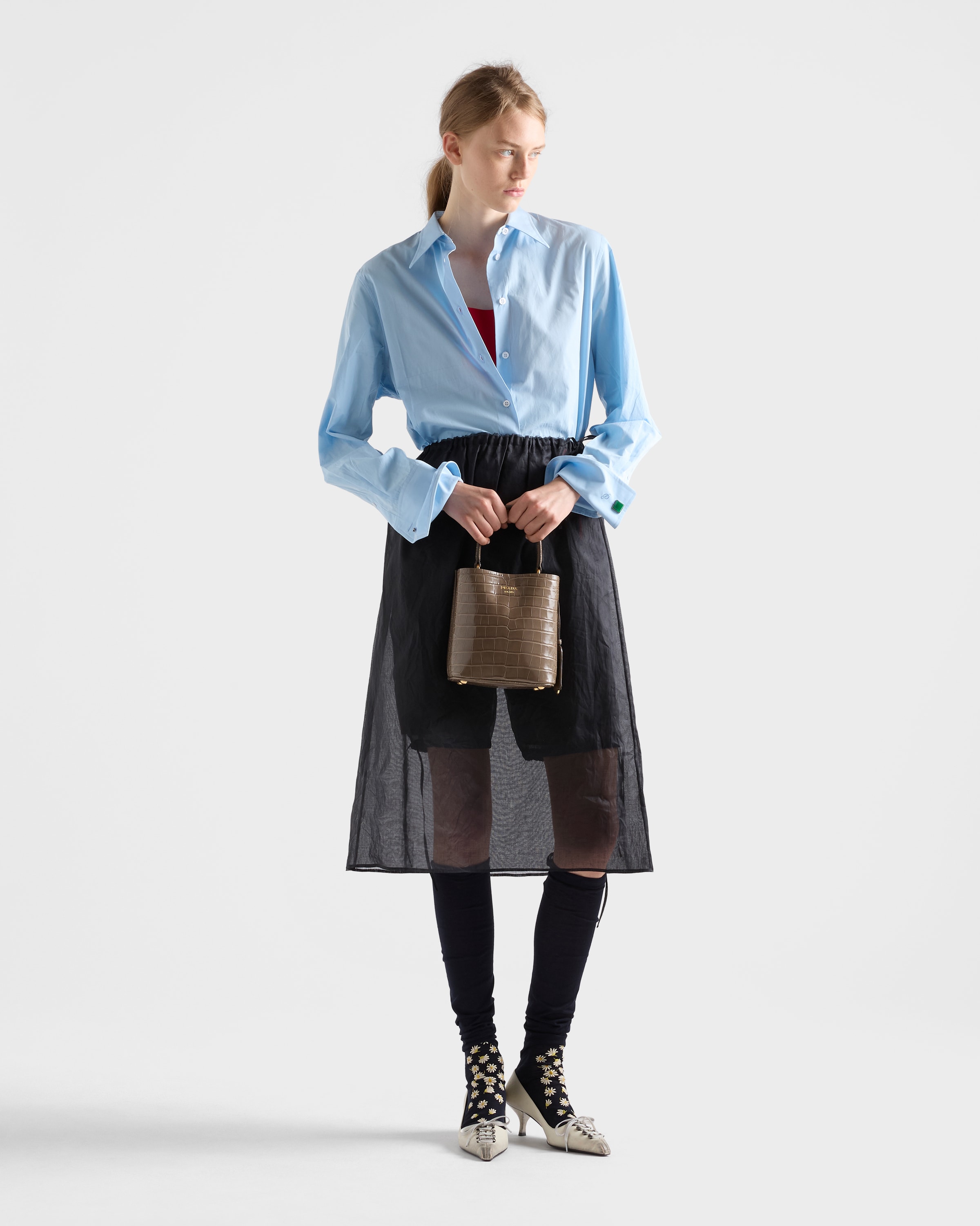 Lacquer Red Duchesse Crop Top | PRADA - United States
