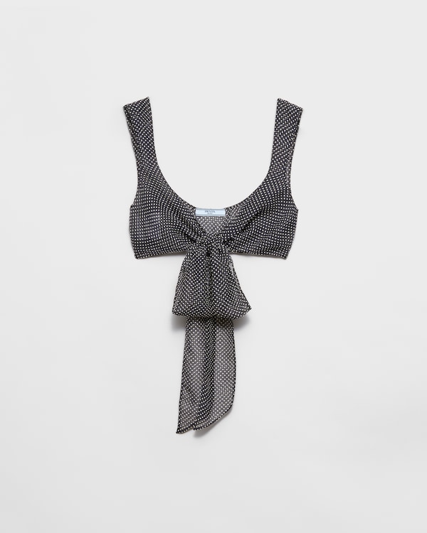 PRADA 洗練 ポルカドット シルクシフォン ブラ Prada Polka-Dot Silk Chiffon Bra Top | Saks Fifth Avenue