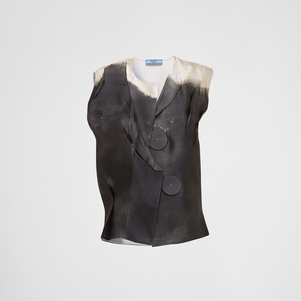 Prada توب ساتان مطبوع 1