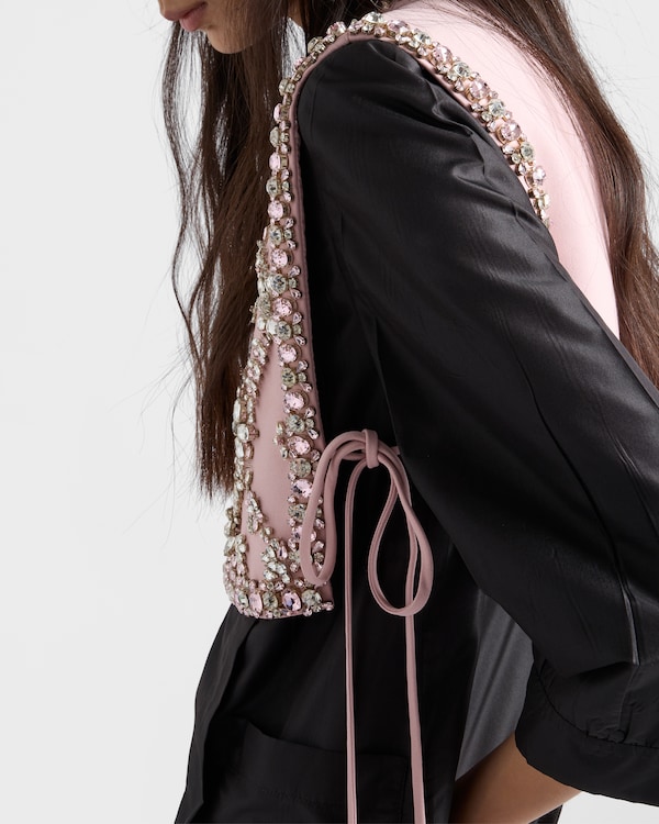 Embroidered cady tie vest - Alabaster Pink Embroidered cady tie vest - Alabaster Pink