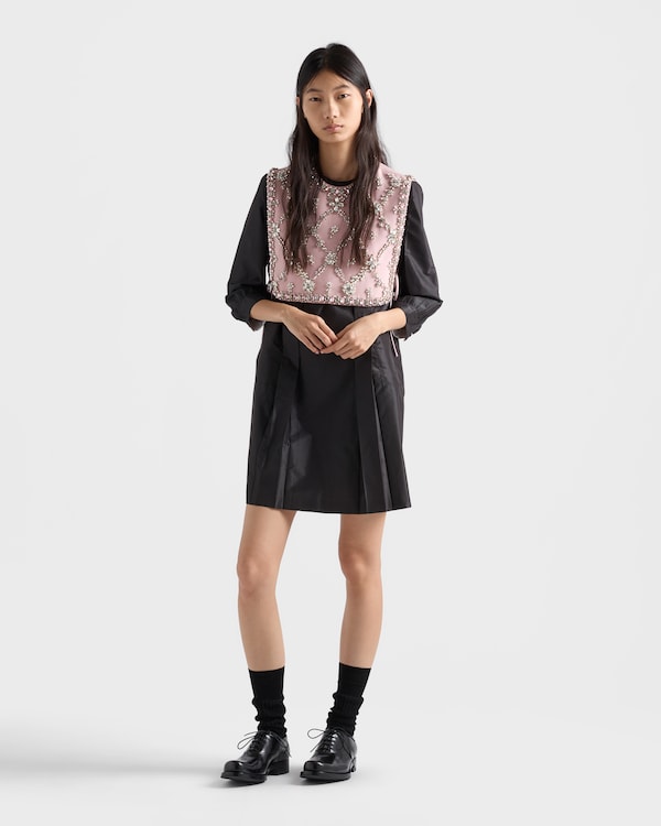 Embroidered cady tie vest - Alabaster Pink Embroidered cady tie vest - Alabaster Pink