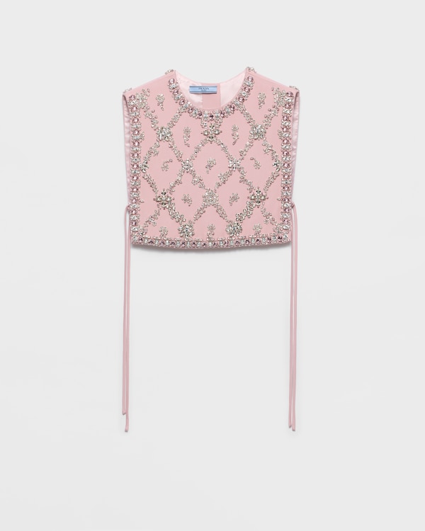 Embroidered cady tie vest - Alabaster Pink Embroidered cady tie vest - Alabaster Pink