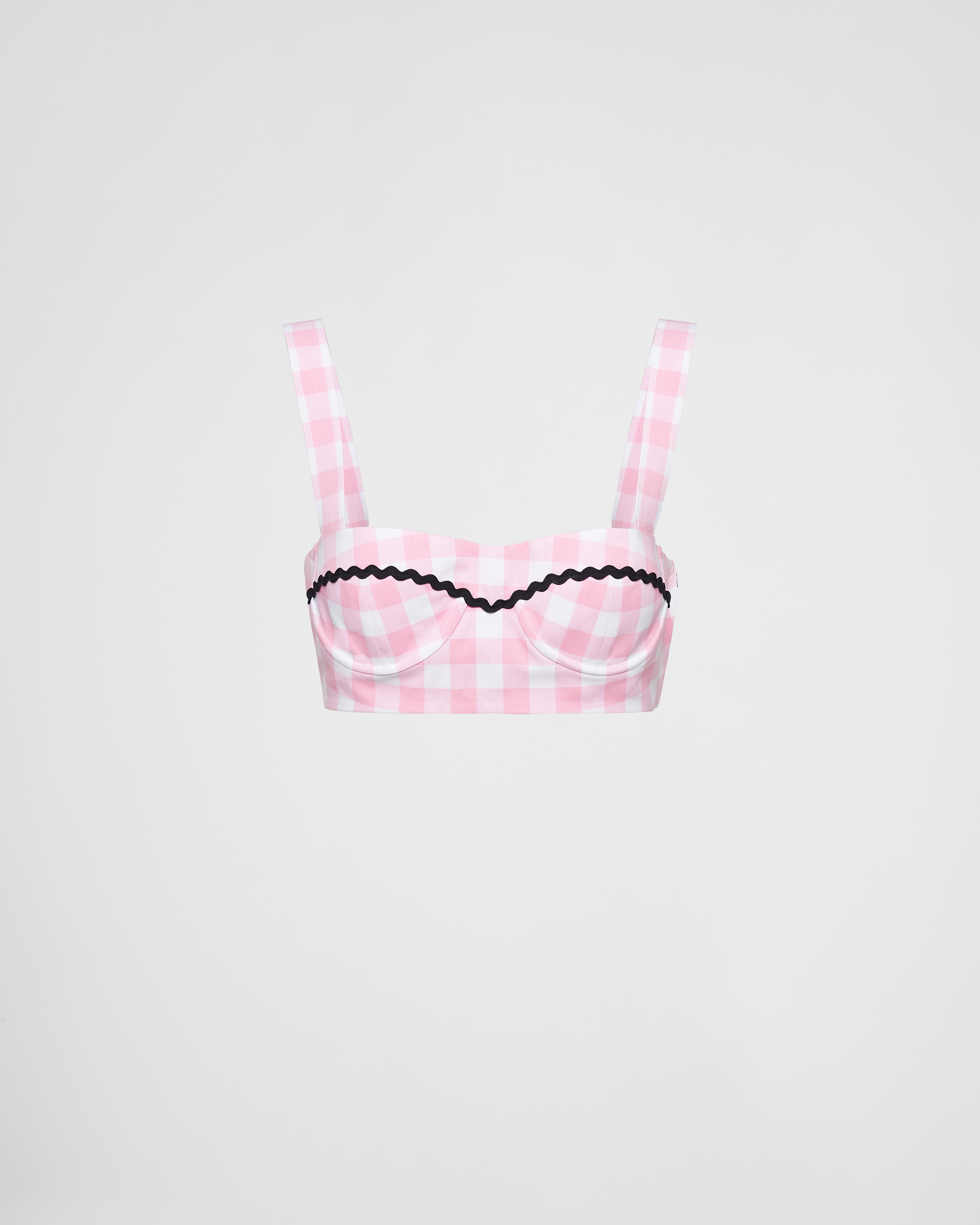 Pink/black Gingham check bralette top | Prada