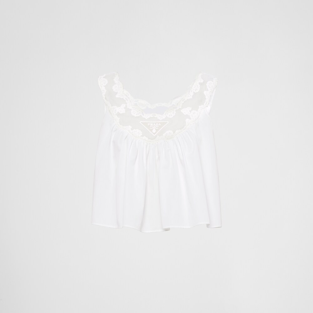 Prada Top in popeline e pizzo 1