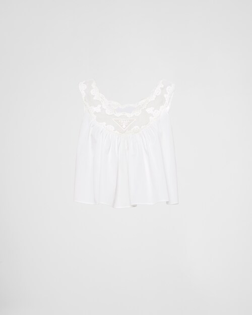 Prada Top in popeline e pizzo 1
