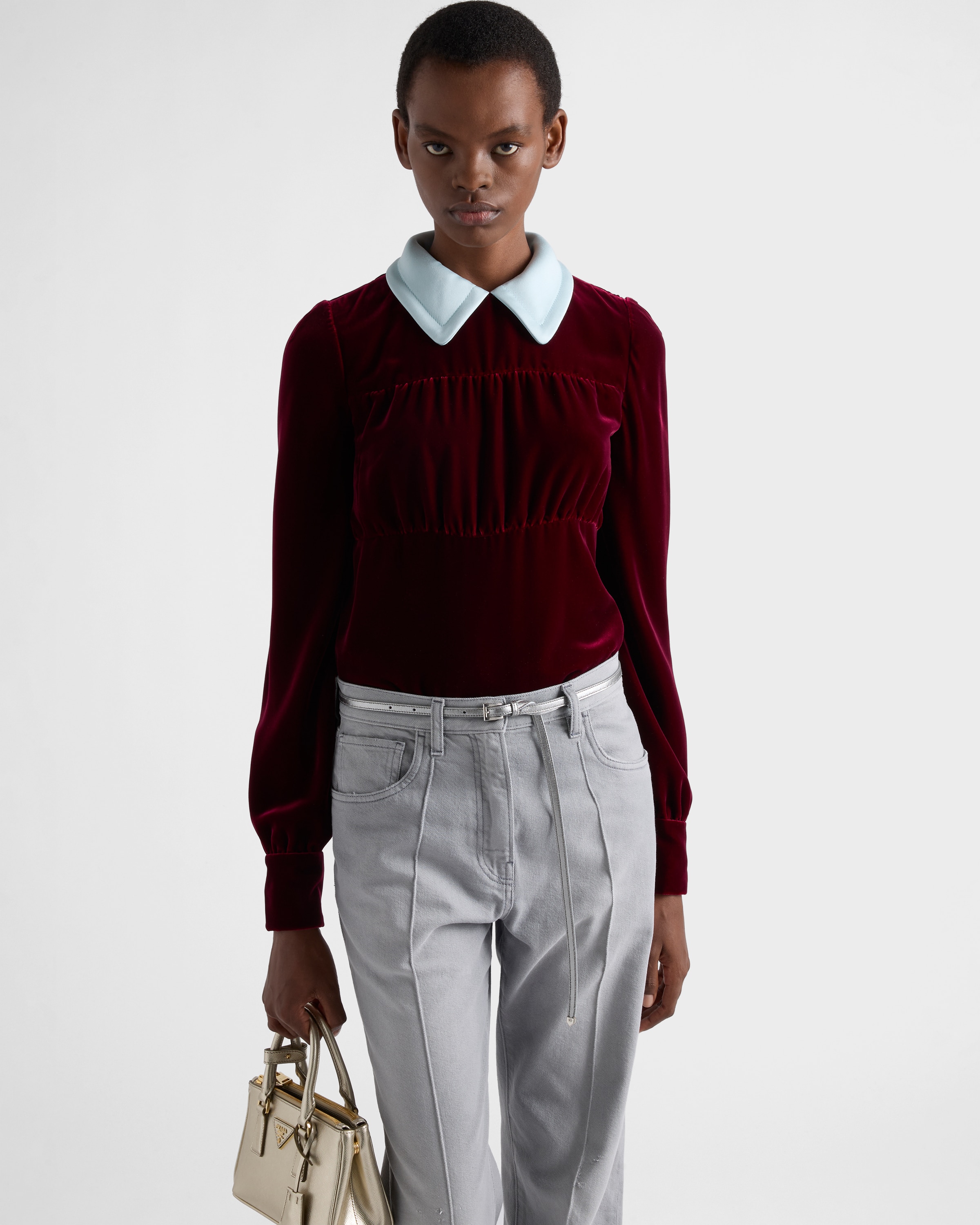 Ruby Red Velvet top | PRADA