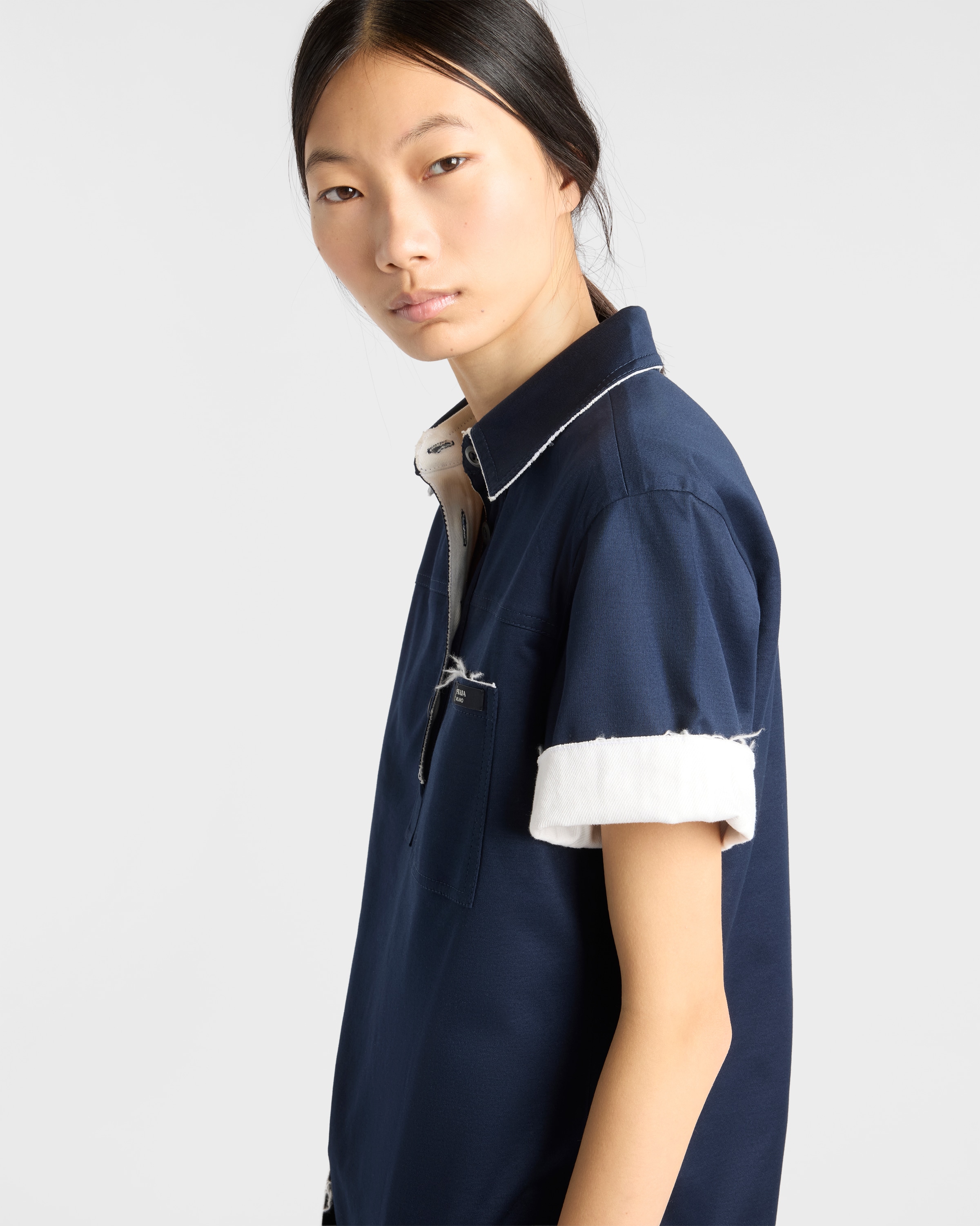 ネイビー ライルコットン ポロシャツ | PRADA