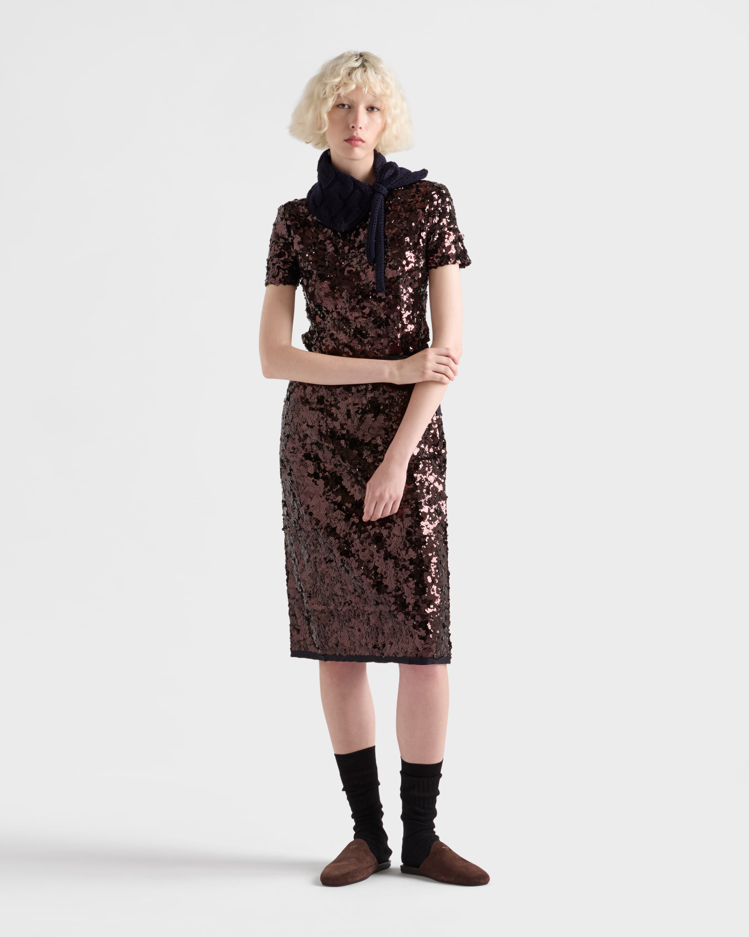 Prada Embroidered Sequin Top In Multi