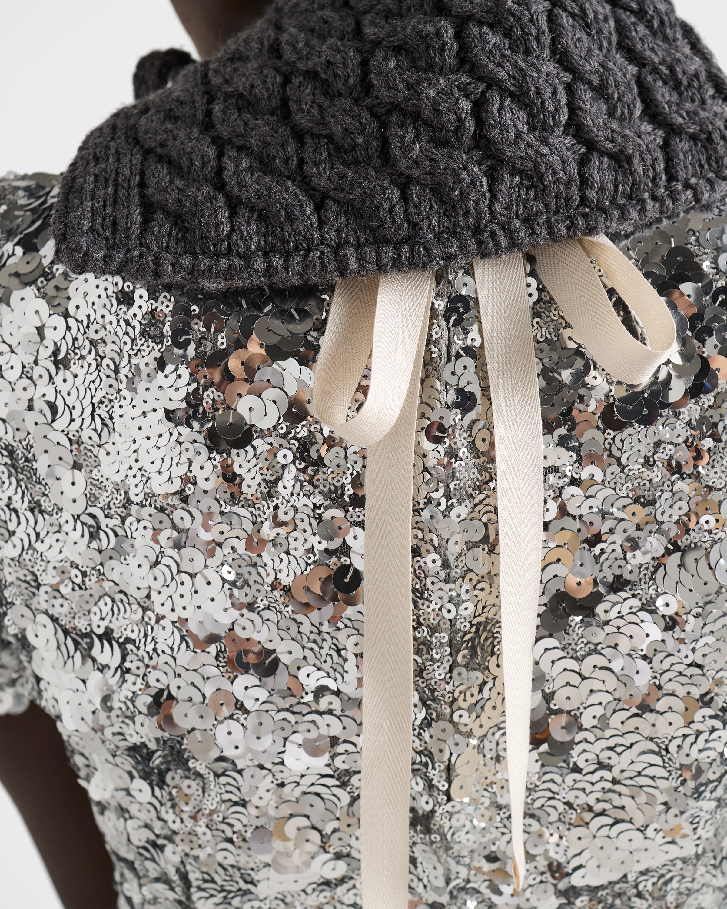 Silver Embroidered Sequin Top | PRADA - United States