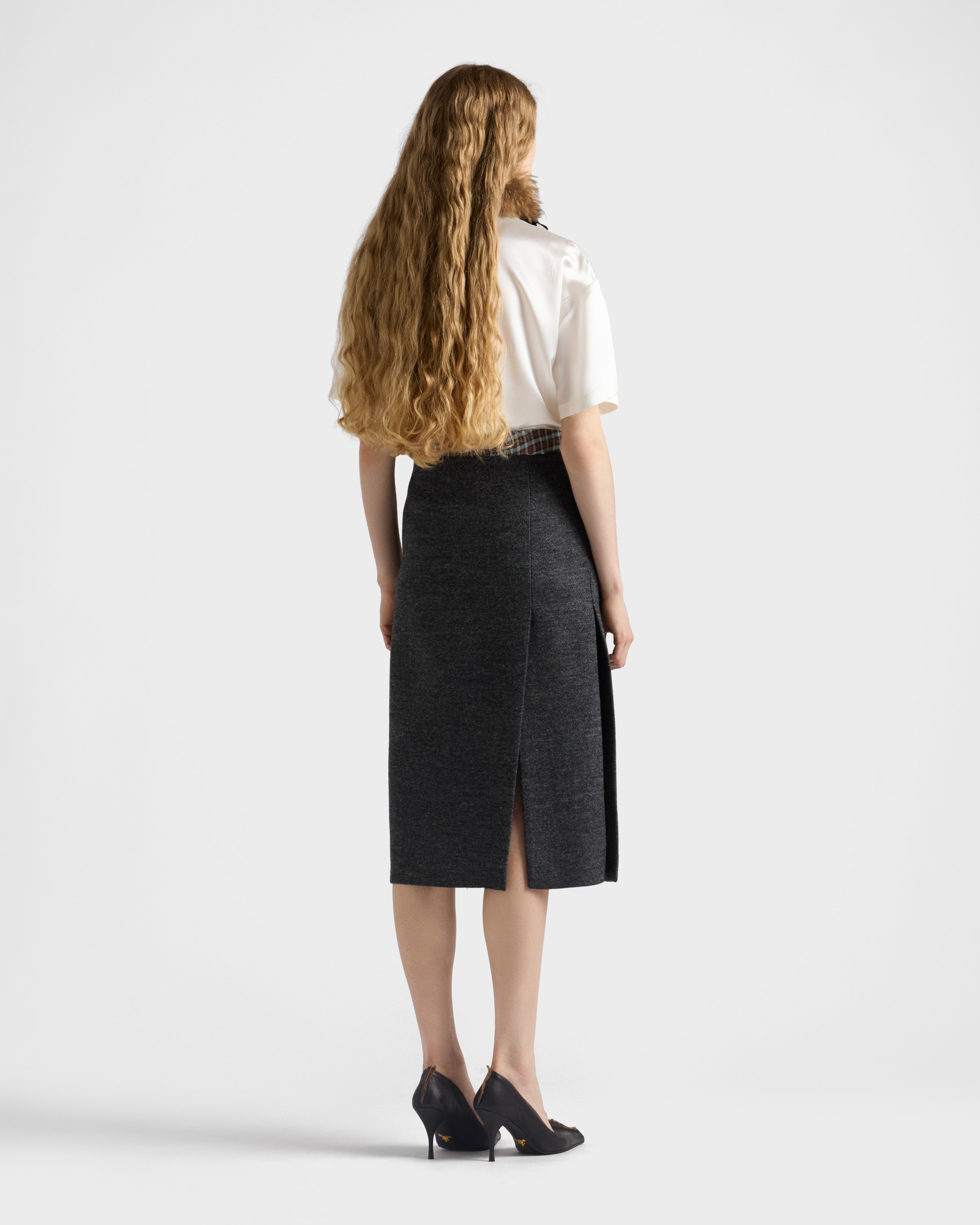 White Short-sleeved satin top | PRADA - United States