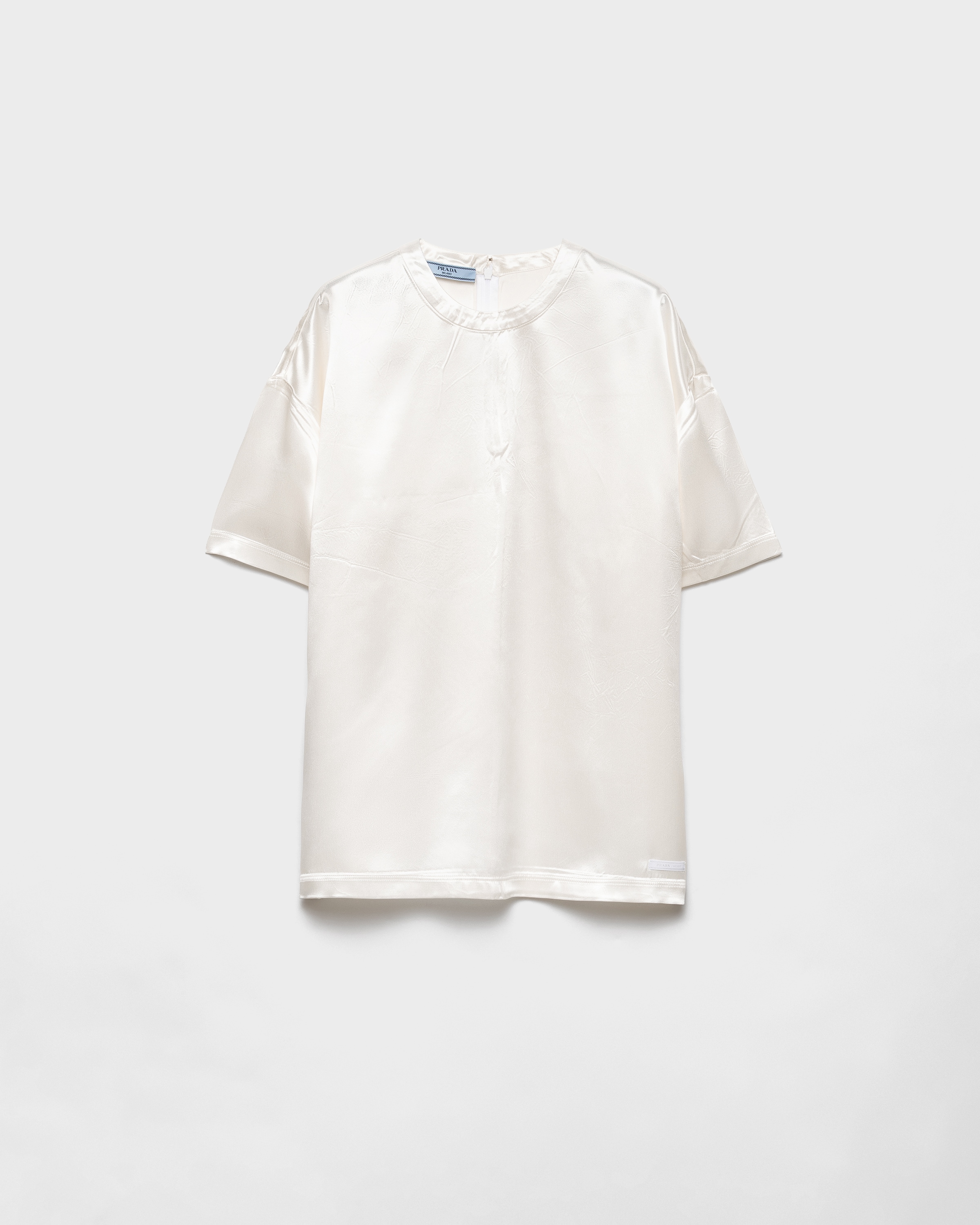 Prada Triangle-logo Short-sleeved Top In White