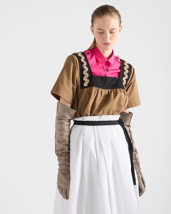 Embroidered old gabardine top - Cork Beige Embroidered old gabardine top - Cork Beige