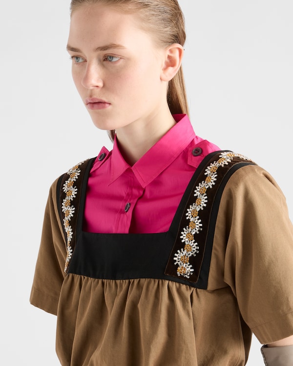 Embroidered old gabardine top - Cork Beige Embroidered old gabardine top - Cork Beige