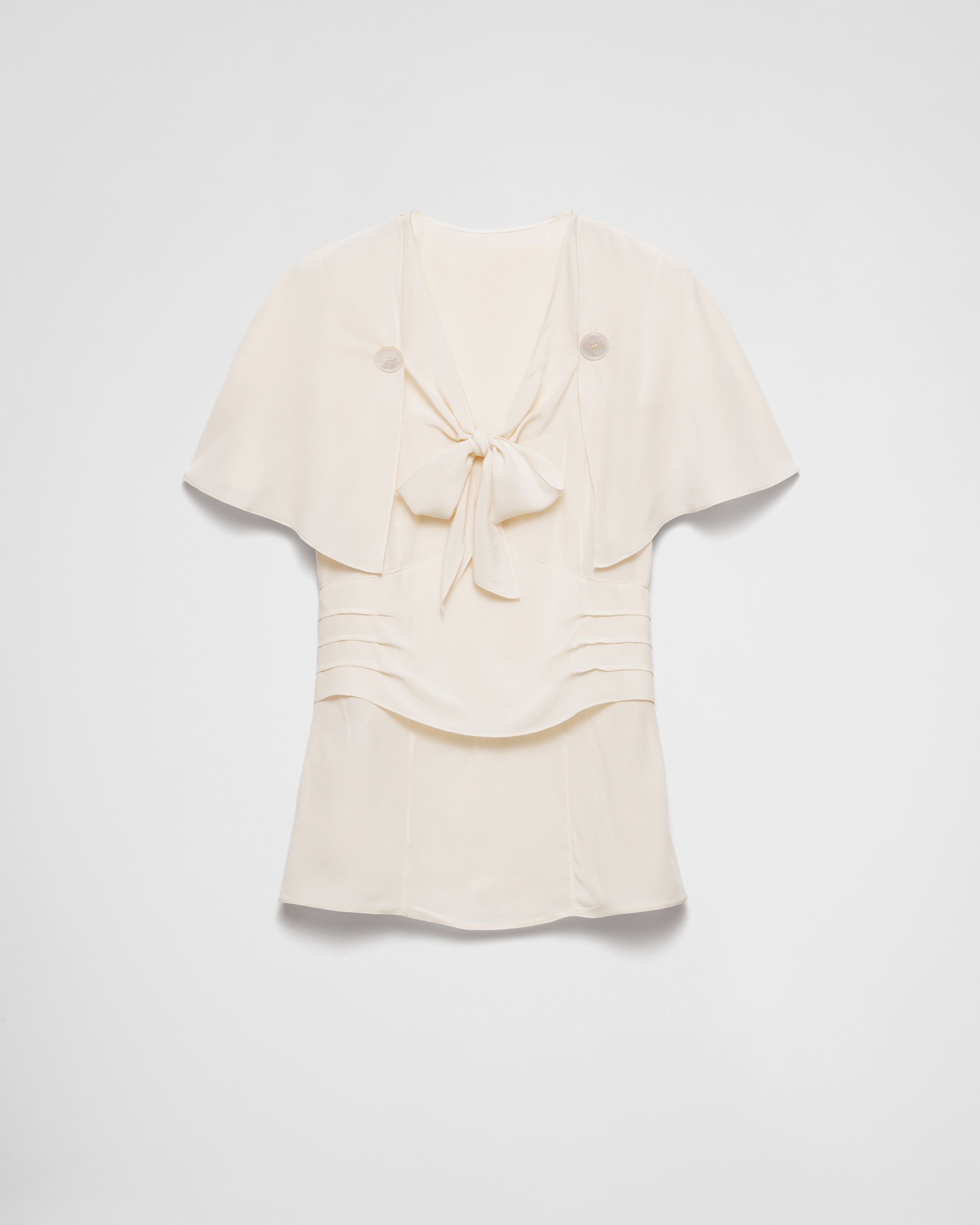 Prada Silk Marocain Blouse In Ivory