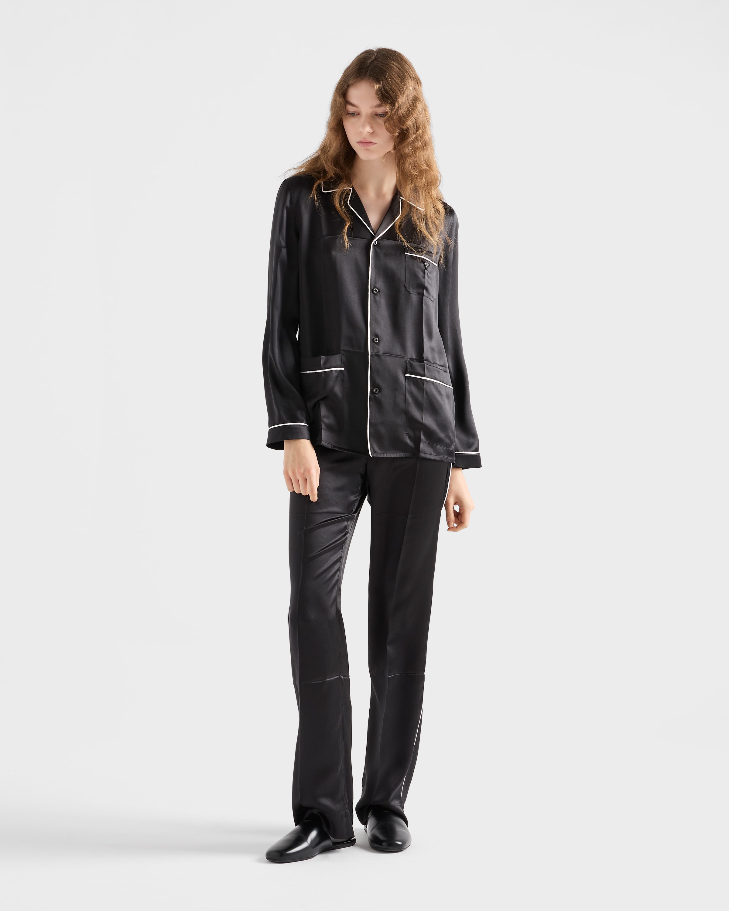 Black Vintage-look satin pajamas | PRADA
