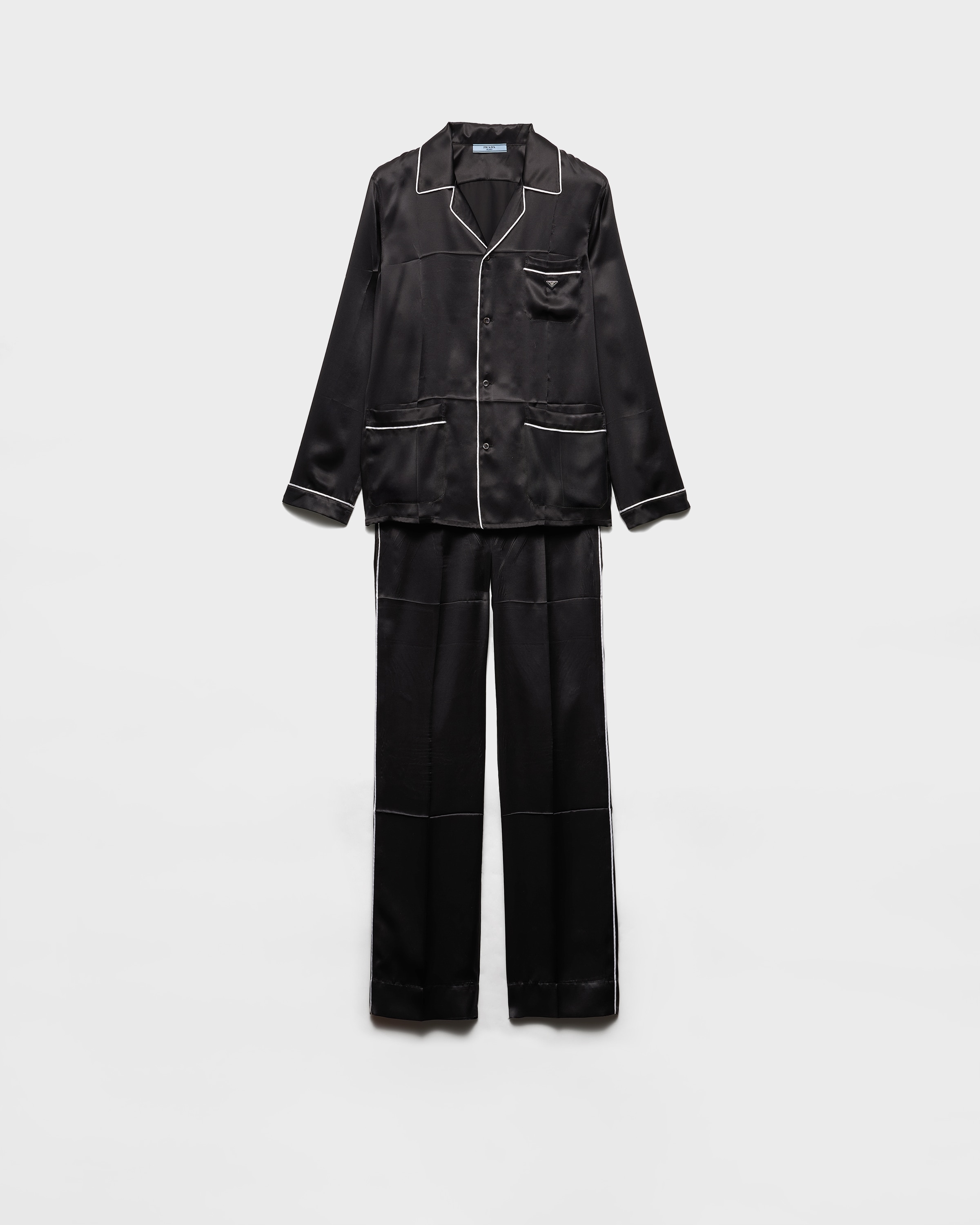 Black Vintage-look Satin Pajamas | PRADA