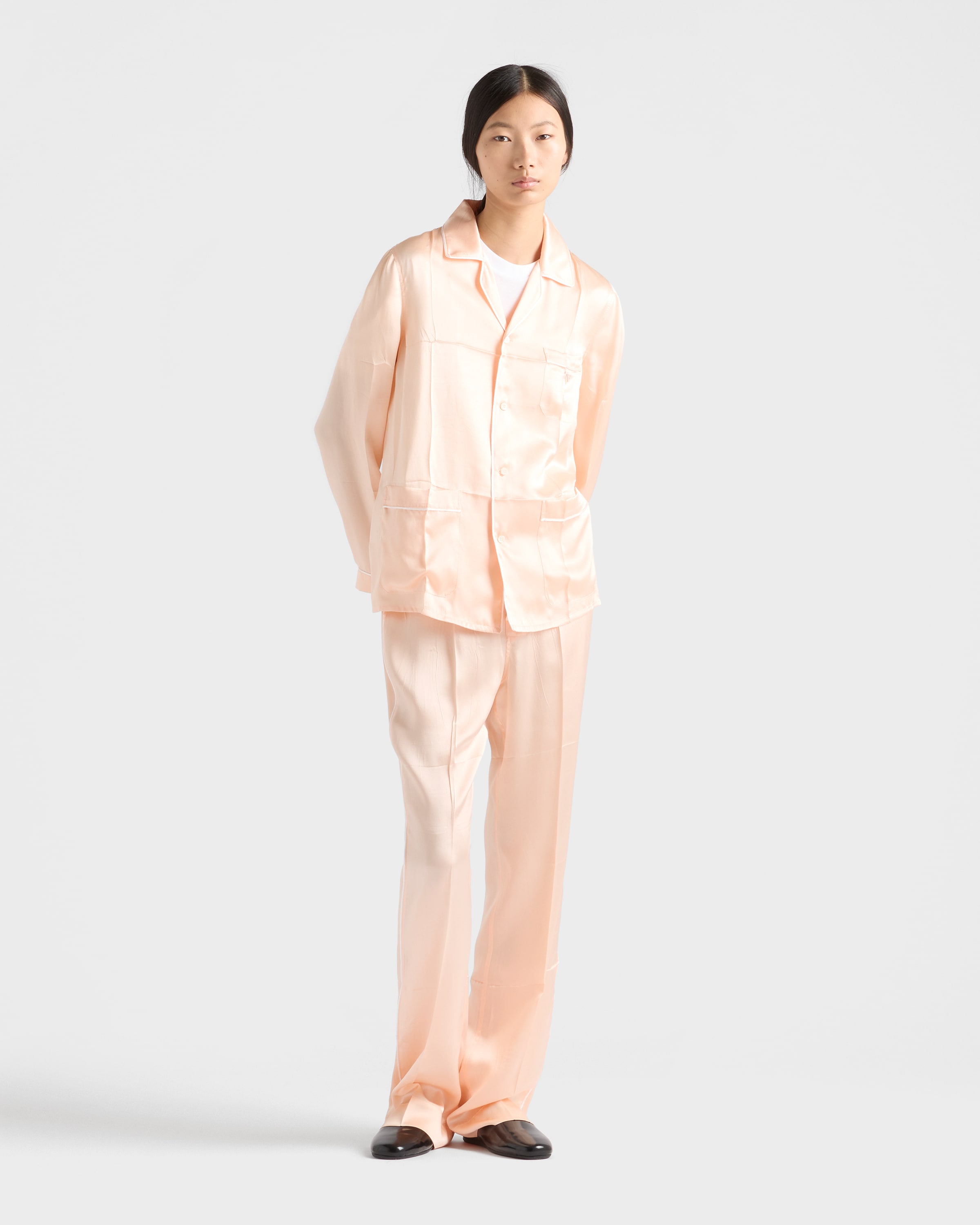 Peach Vintage-look satin pajamas | PRADA - United States