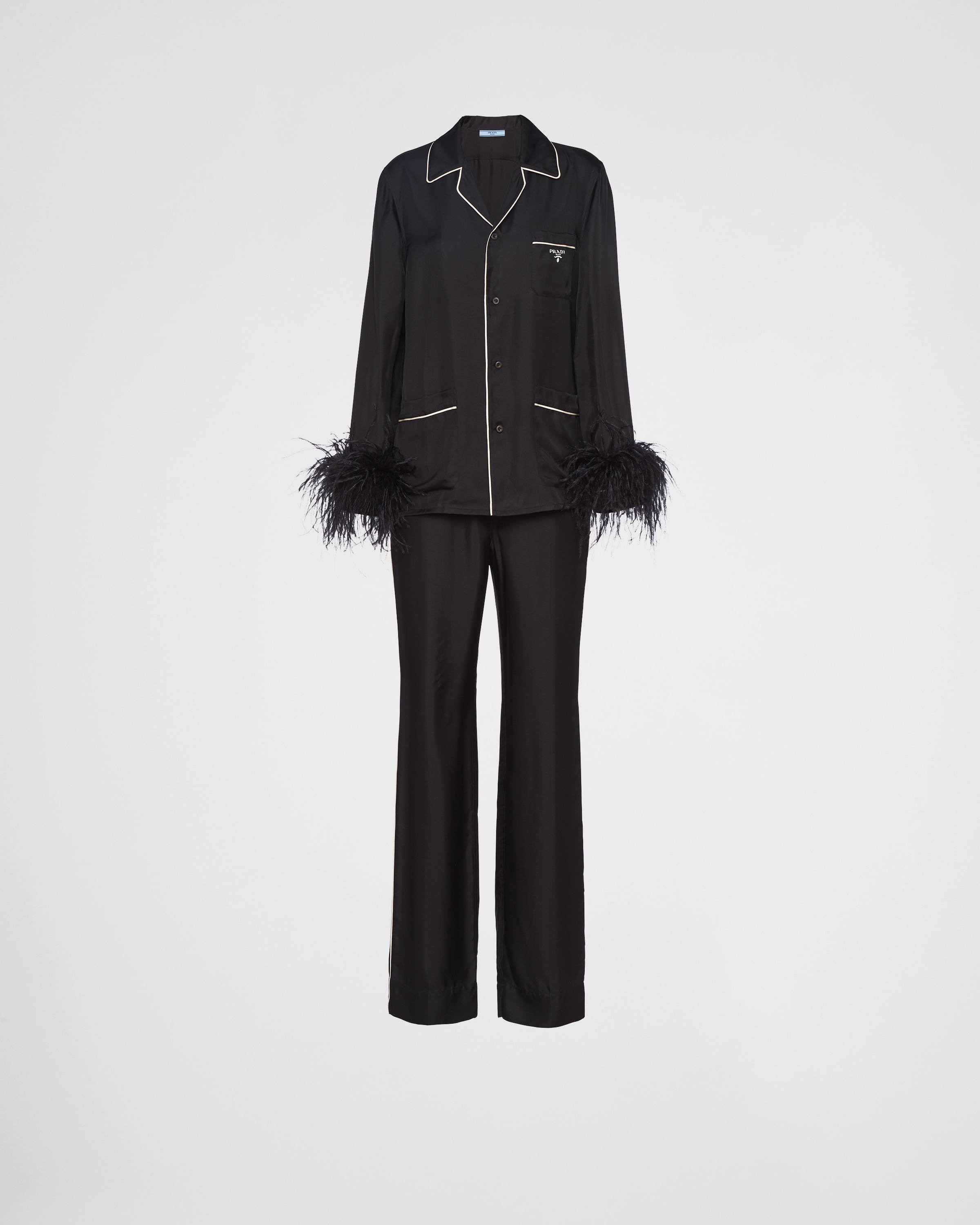 Black Silk Twill Pajamas PRADA