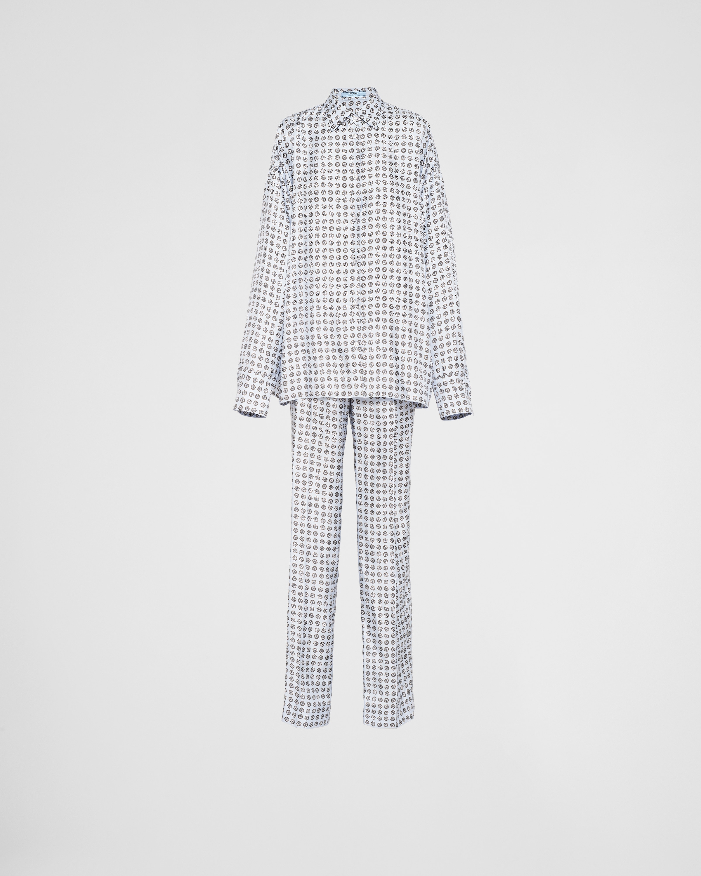 【プラダ・PRADA】Embroidered twill pajamas Prada Embroidered Twill Pajamas | Black | FARFETCH