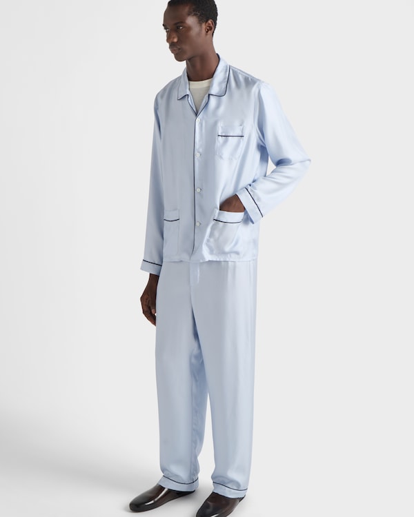 シルクツイル パジャマ - ライトブルー シルクツイル パジャマ - ライトブルー