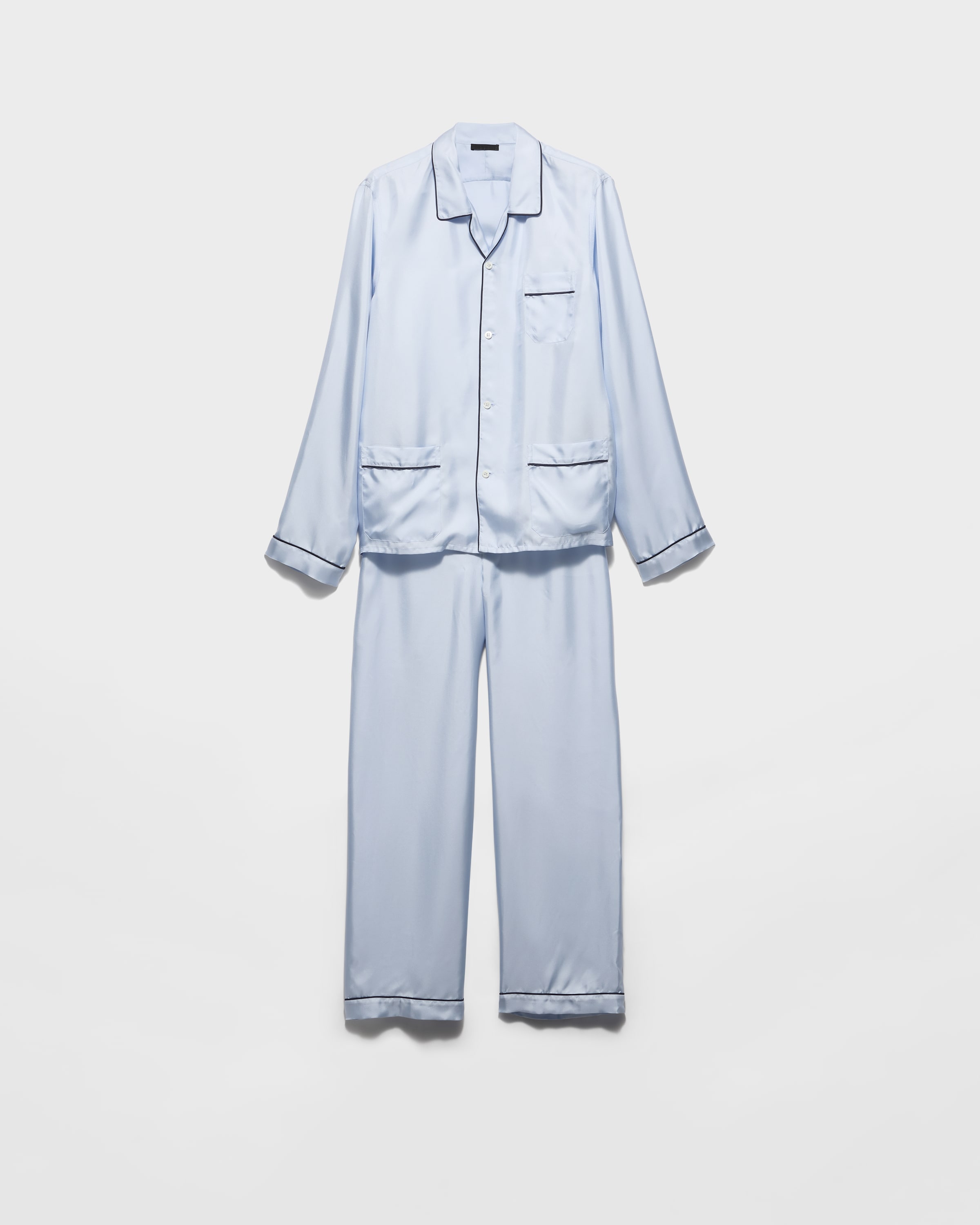 Prada Pigiama In Twill Di Seta, Uomo, Astro, Taglia L