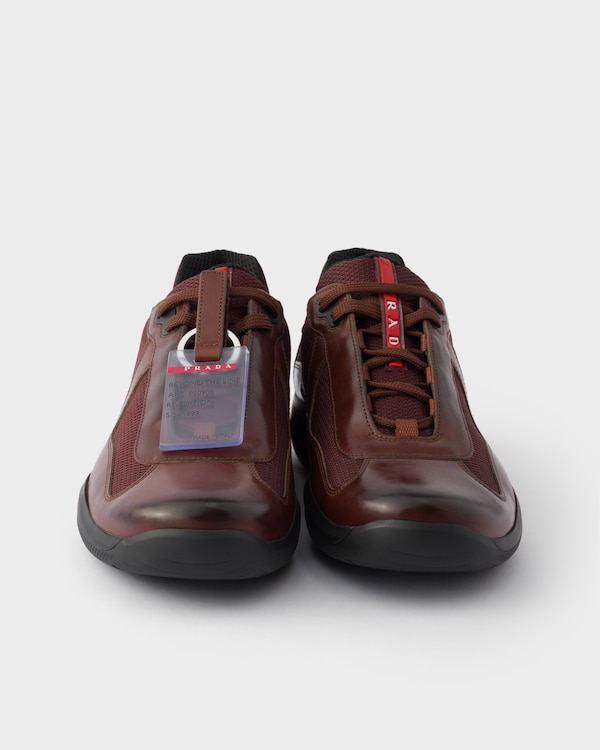Prada America's Cup Original sneakers in brushed leather and bike fabric - Cocoa/Burgundy Prada America's Cup Original sneakers in brushed leather and bike fabric - Cocoa/Burgundy