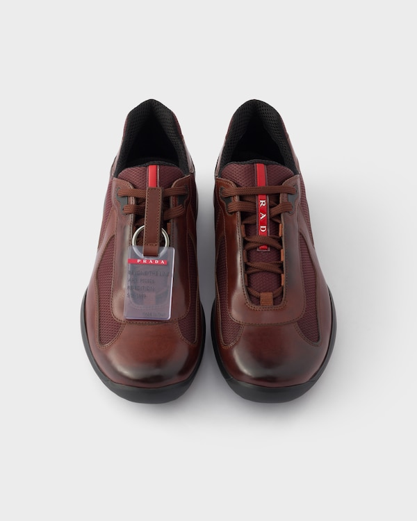 Prada America's Cup Original sneakers in brushed leather and bike fabric - Cocoa/Burgundy Prada America's Cup Original sneakers in brushed leather and bike fabric - Cocoa/Burgundy