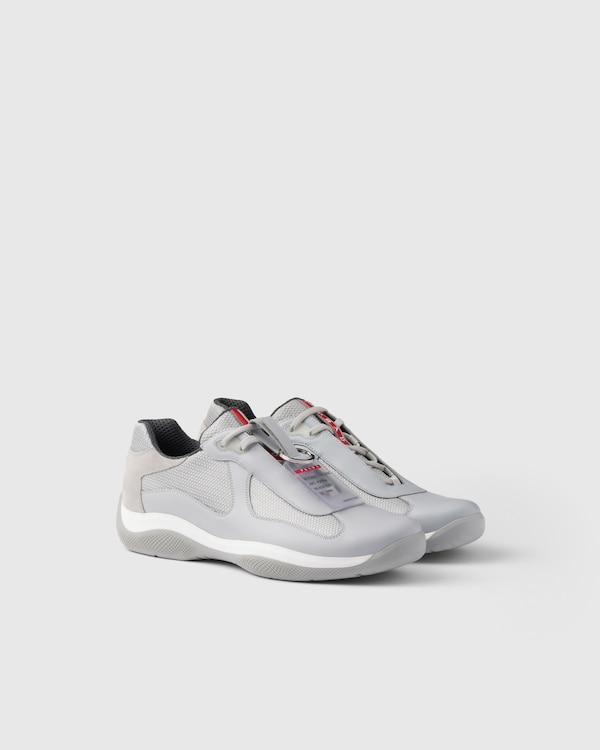 White/Silver Patent leather and technical fabric Prada