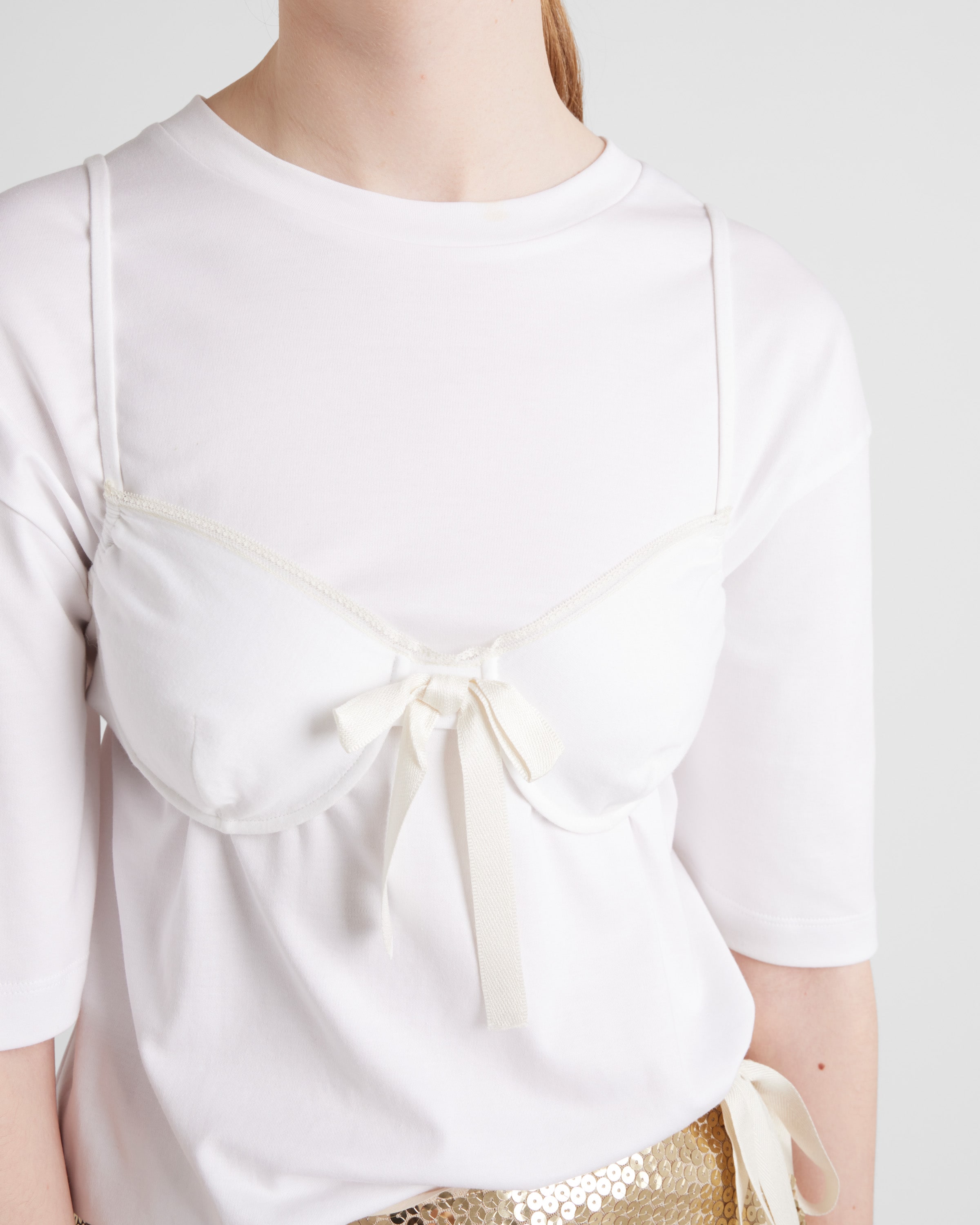 Prada Jersey Bra With Bow In White