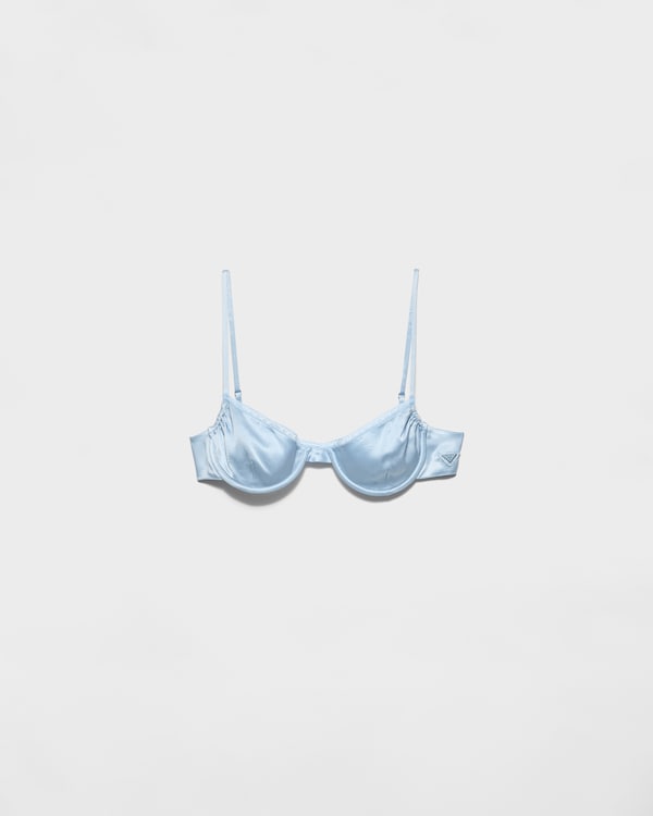 Lake Blue Vintage-look Satin Bra | PRADA