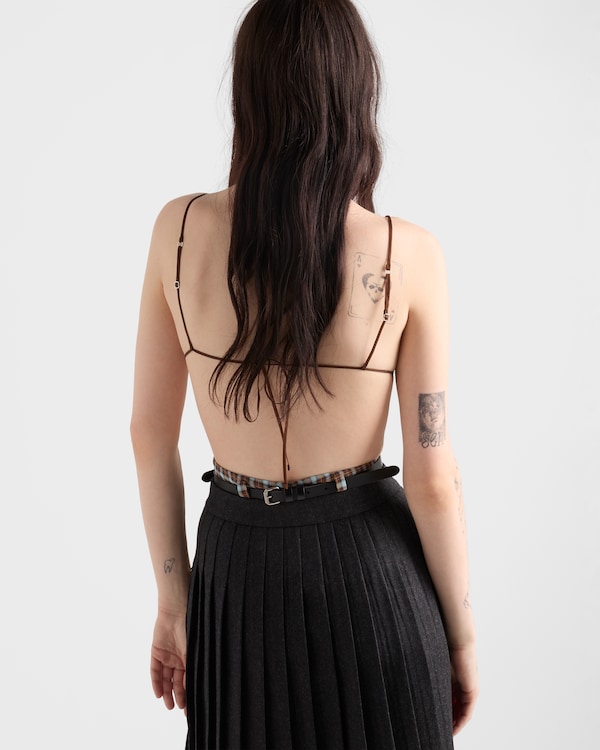 Checked georgette bra - Turquoise/Cocoa Brown Checked georgette bra - Turquoise/Cocoa Brown