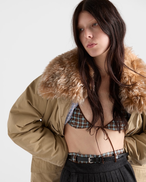 Checked georgette bra - Turquoise/Cocoa Brown Checked georgette bra - Turquoise/Cocoa Brown