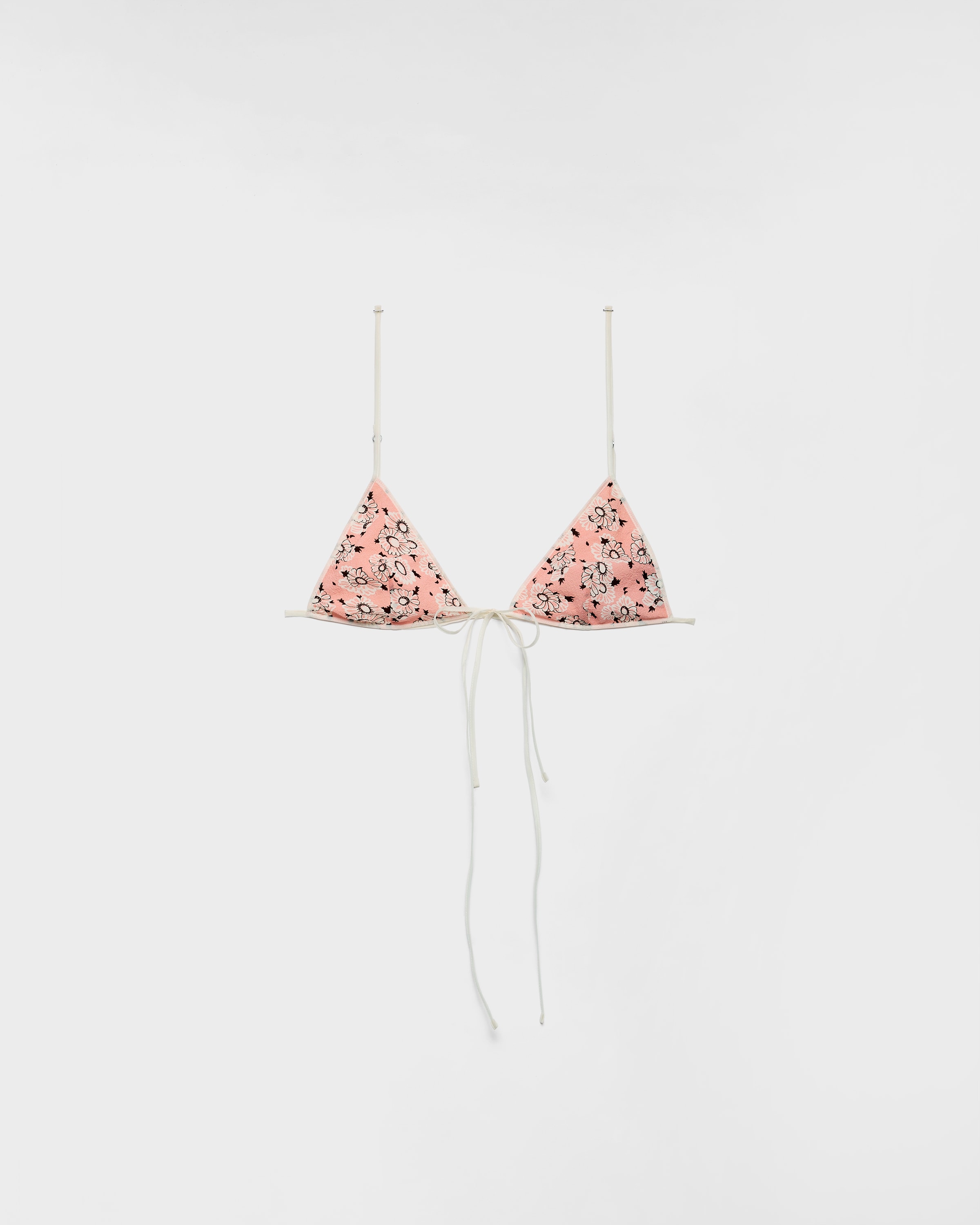 Prada Floral Print Georgette Bra In Pink