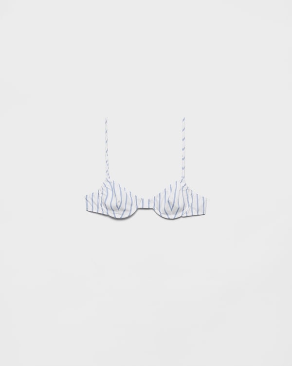 Striped poplin bra - White/Blue Striped poplin bra - White/Blue