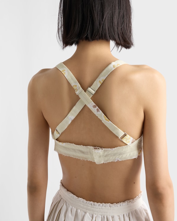 Floral print old linen bra - Vanilla Floral print old linen bra - Vanilla