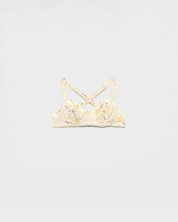 Floral print old linen bra - Vanilla Floral print old linen bra - Vanilla
