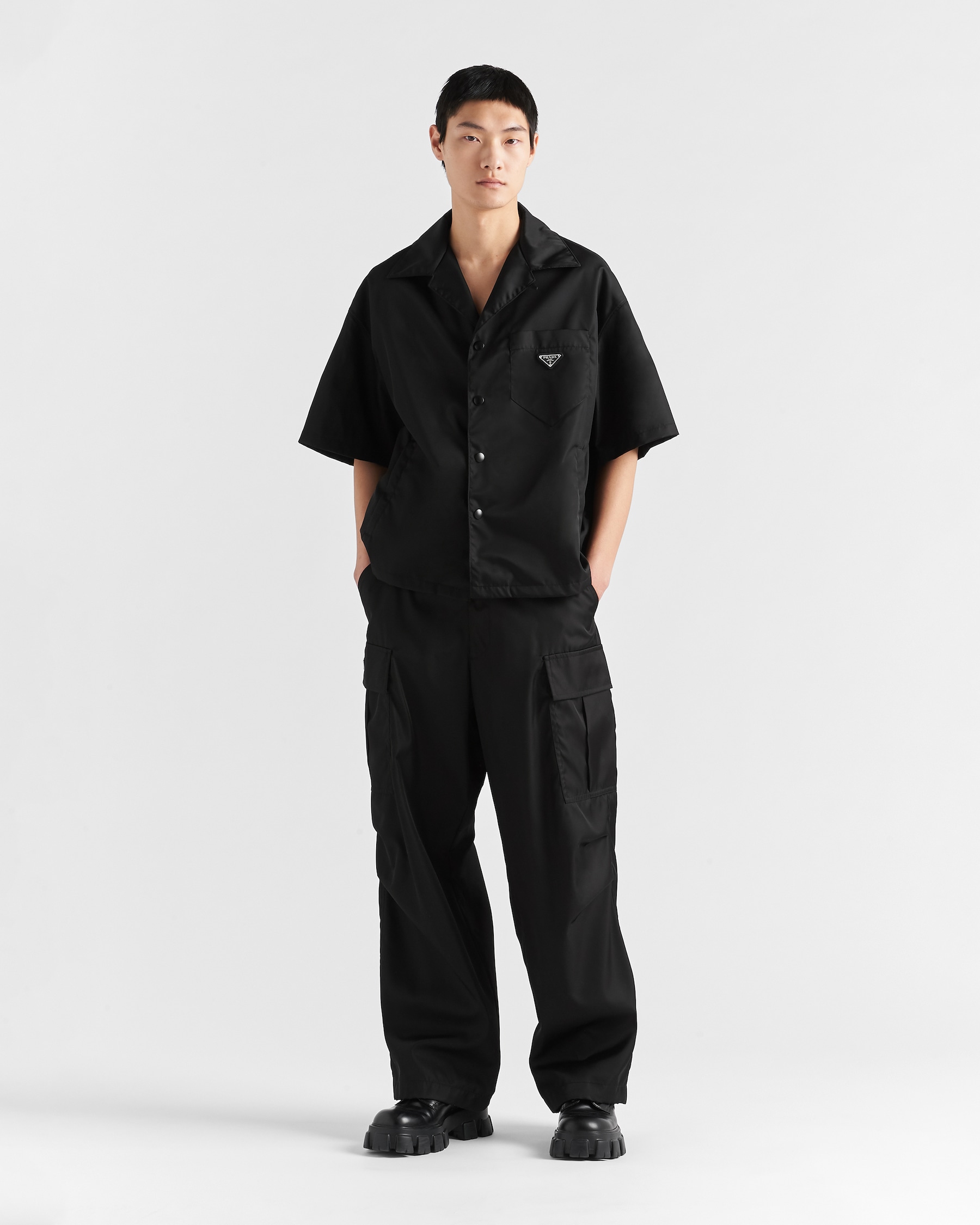Black Renylon Shortsleeved Shirt PRADA