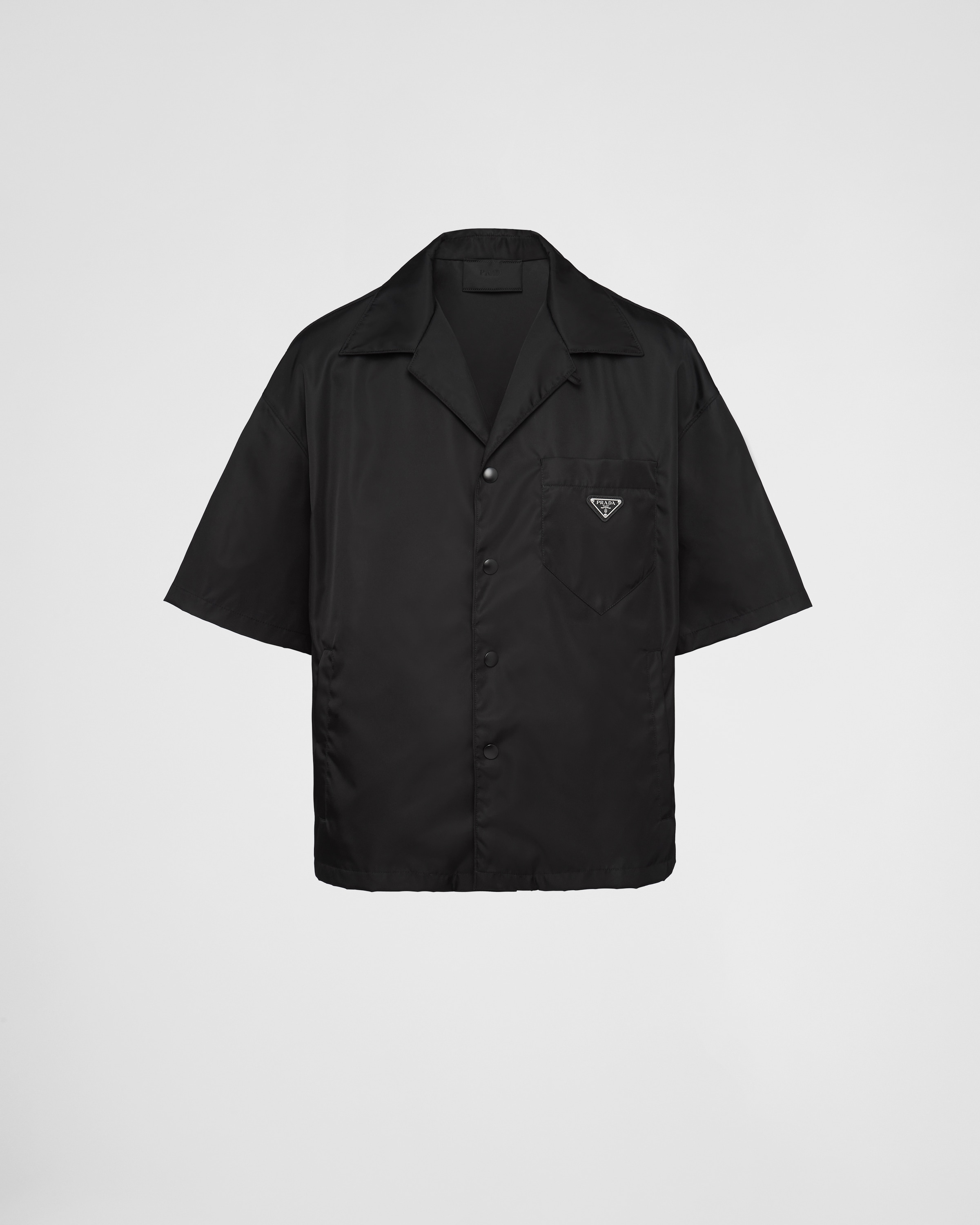 Prada Re-nylon Short-sleeved Shirt, Man, Black, Size XL