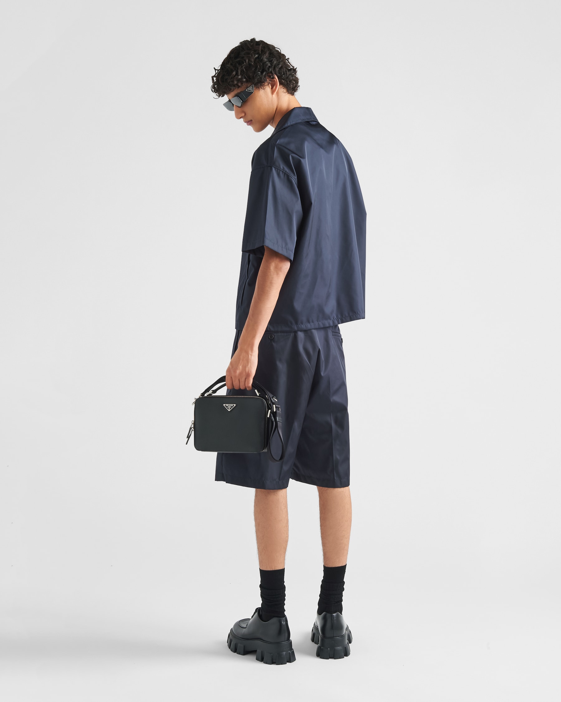 Prada Black nylon Short and White Shirt Set