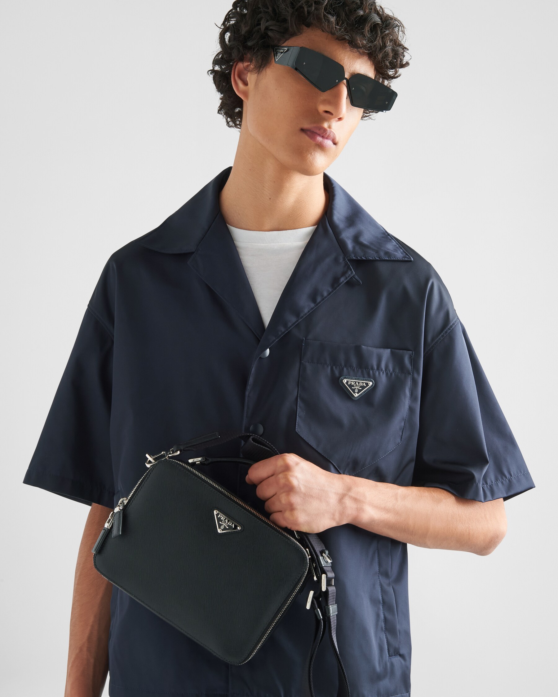 Prada Blue Polyamide Pattern Shirt
