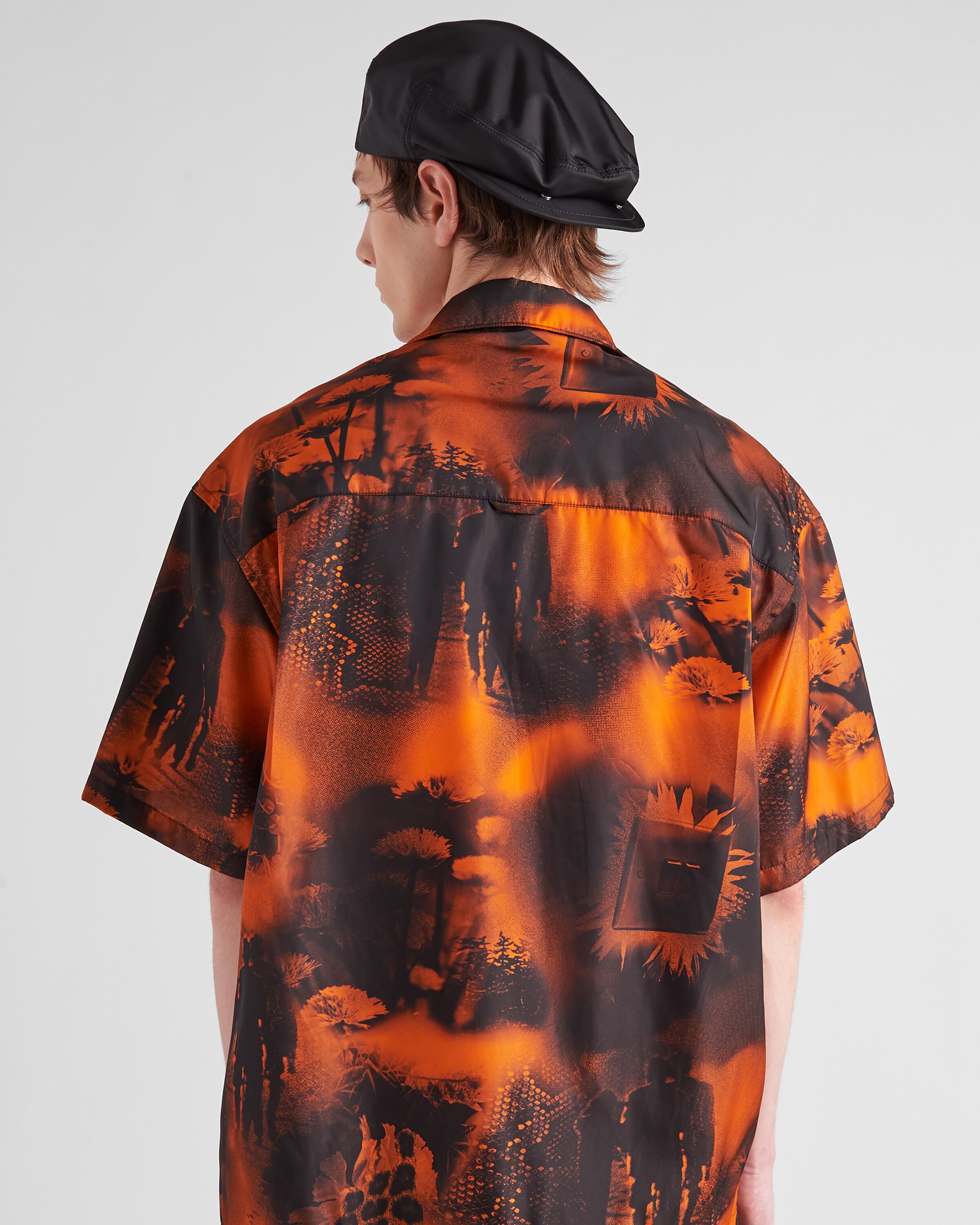 Orange Re-Nylon printed, short-sleeved shirt | Prada