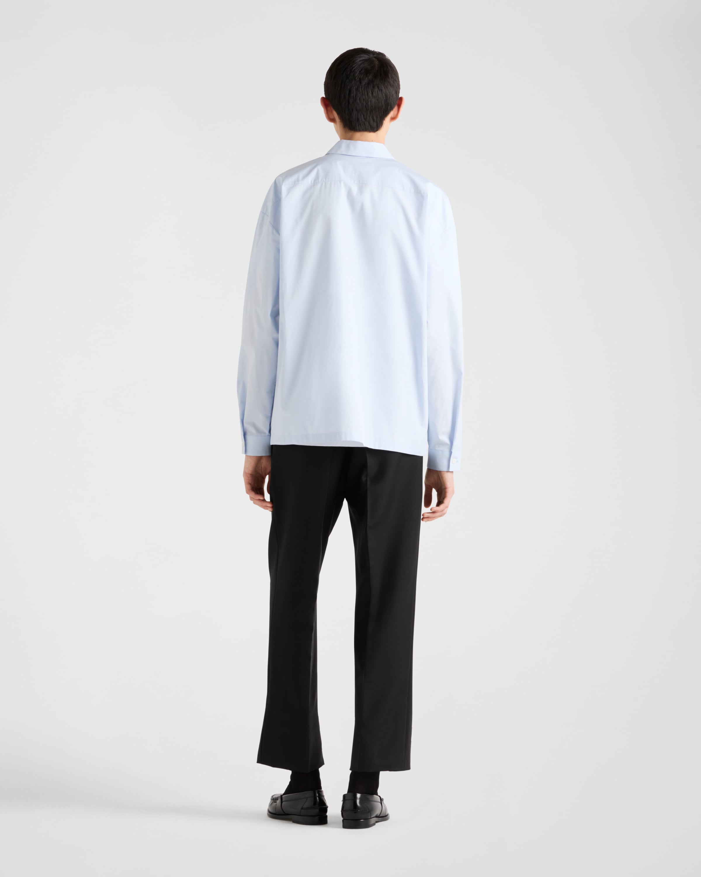 Sky Blue Cotton zipper shirt | PRADA