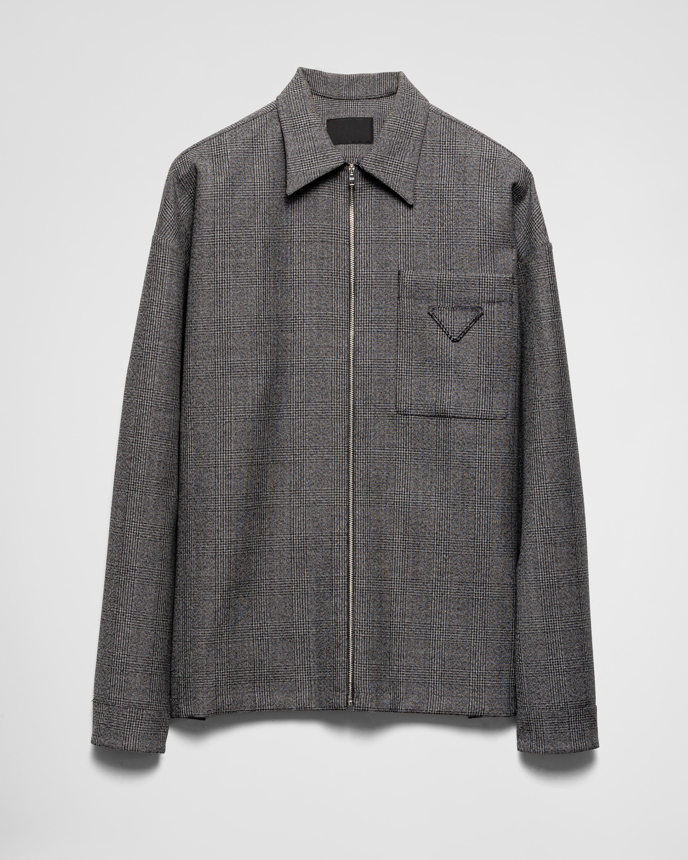 【一部予約販売中】 ウール グレー ジップシャツ PRADA | トップス