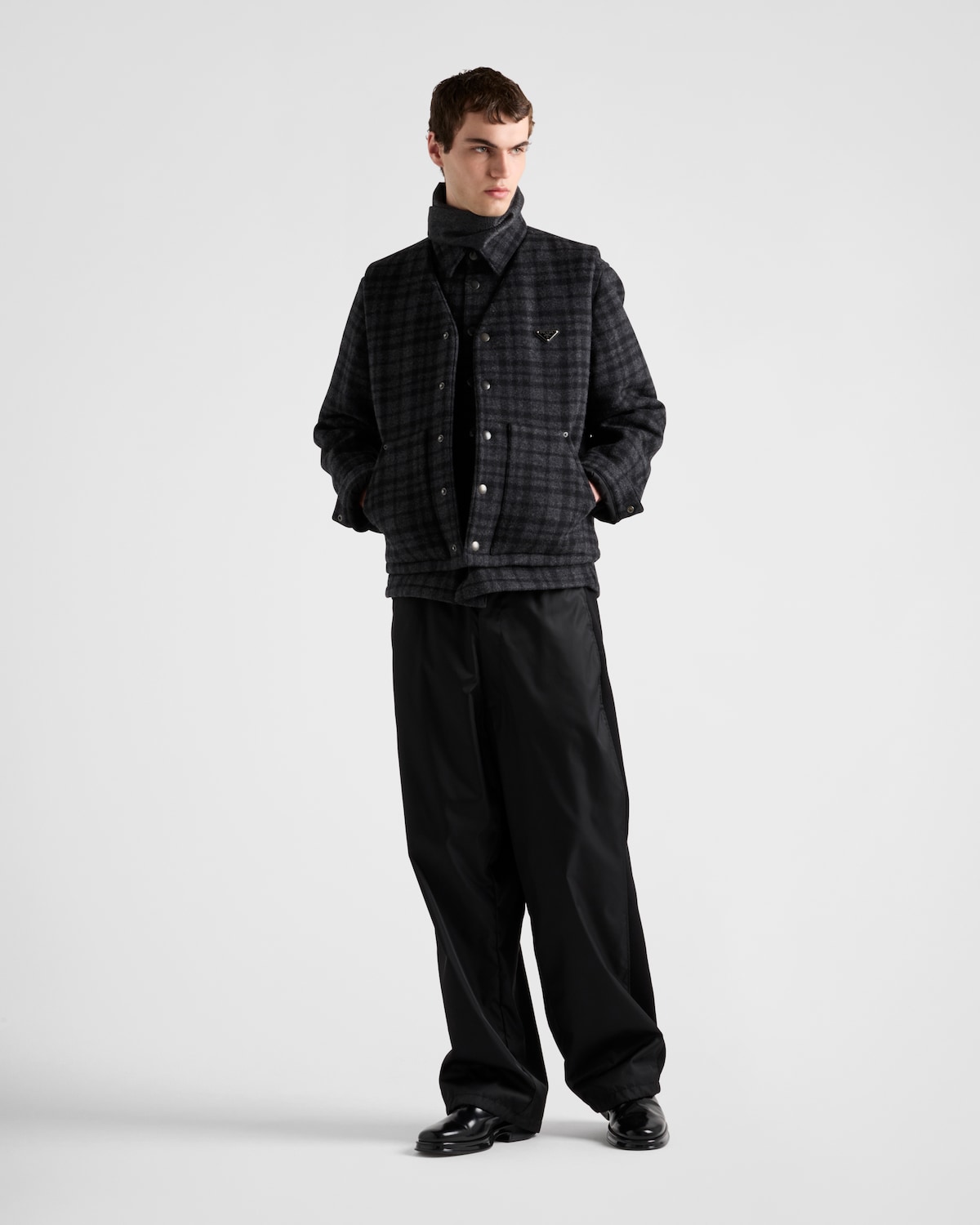 Anthracite Grey Wool Shirt With Pockets