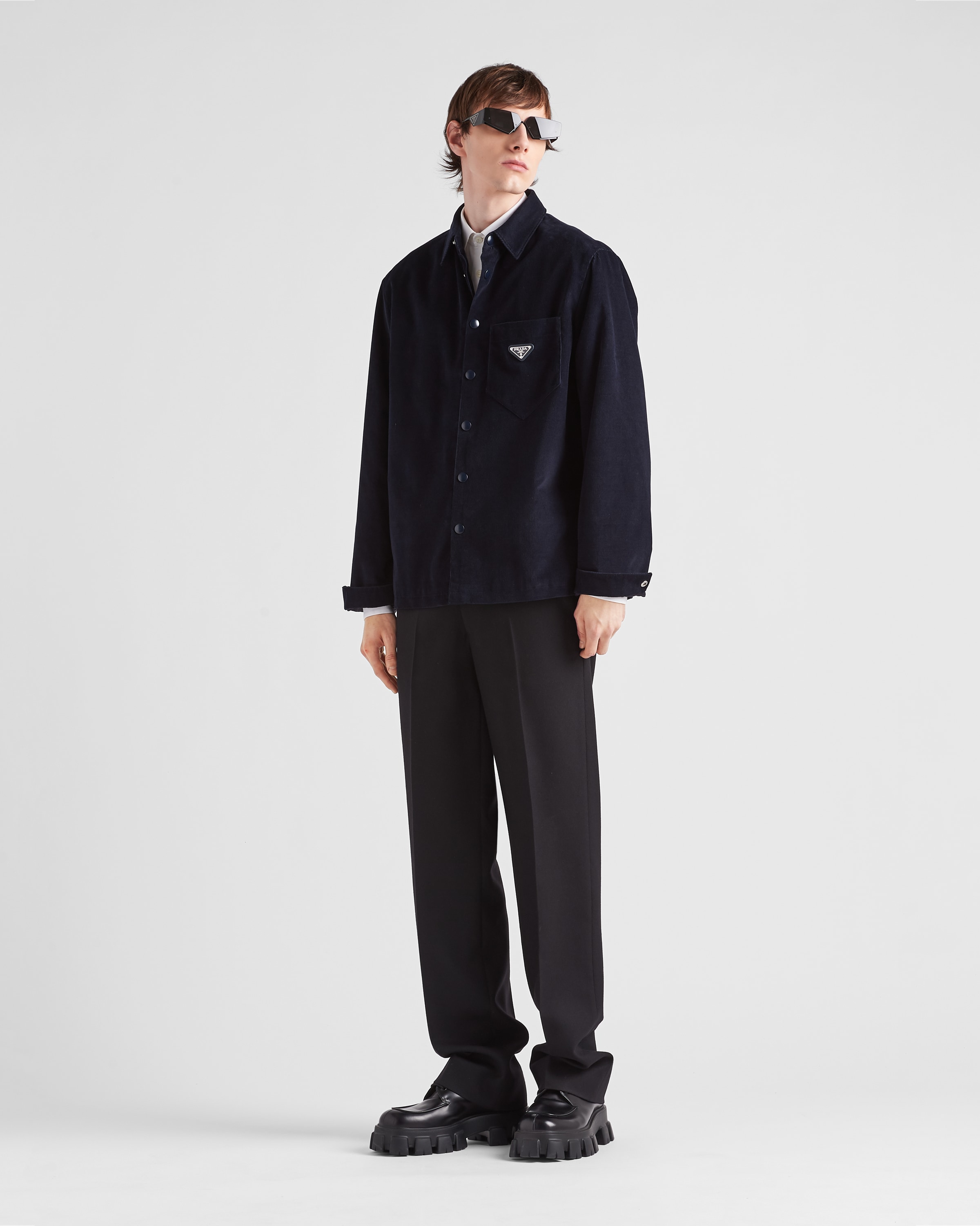 ネイビー コーデュロイ シャツ | PRADA